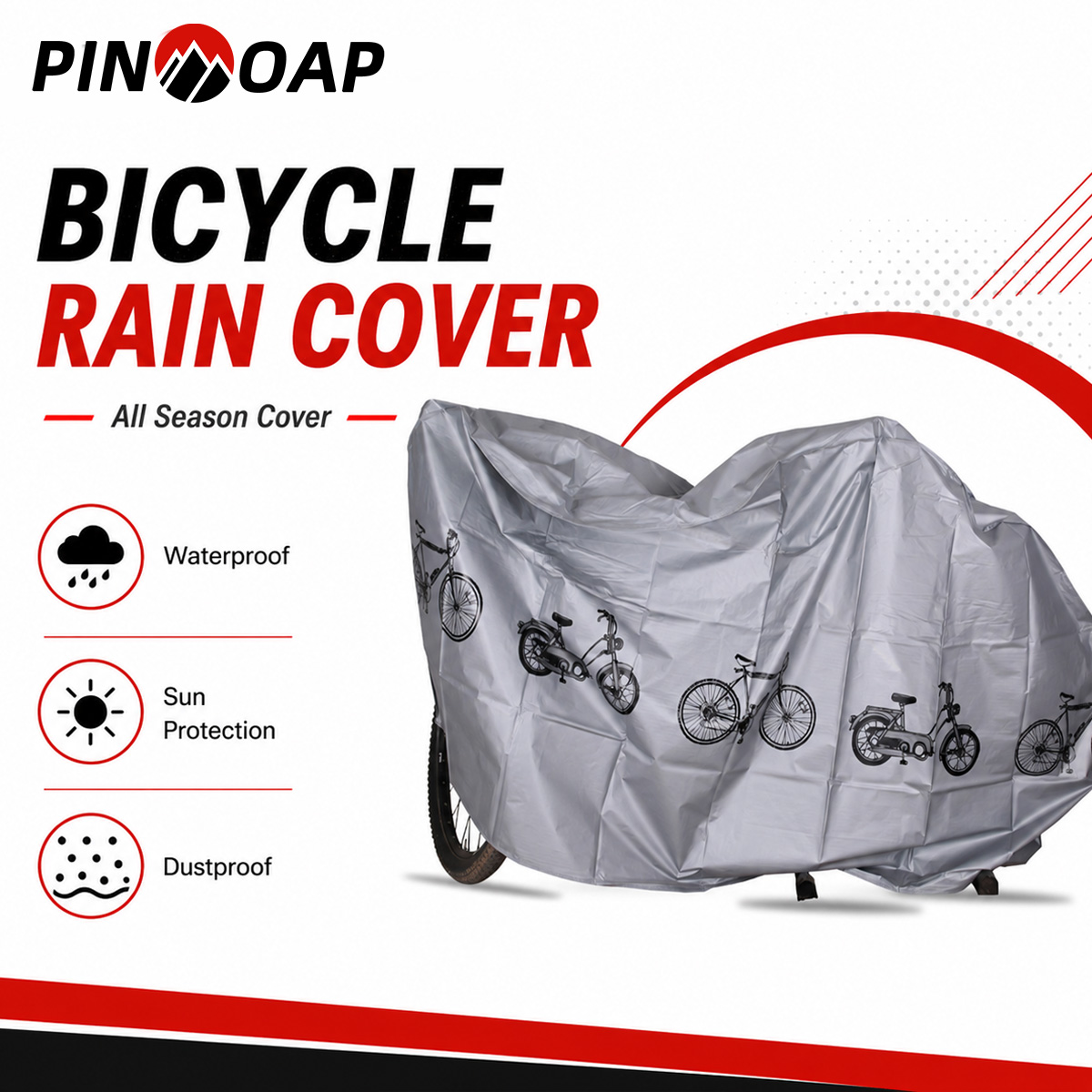 Cycling Gear Storage - PINMOAP Universelle Fahrrad-Regenhülle, wasserdichte Outdoor-Fahrradabdeckung, staubdicht,
